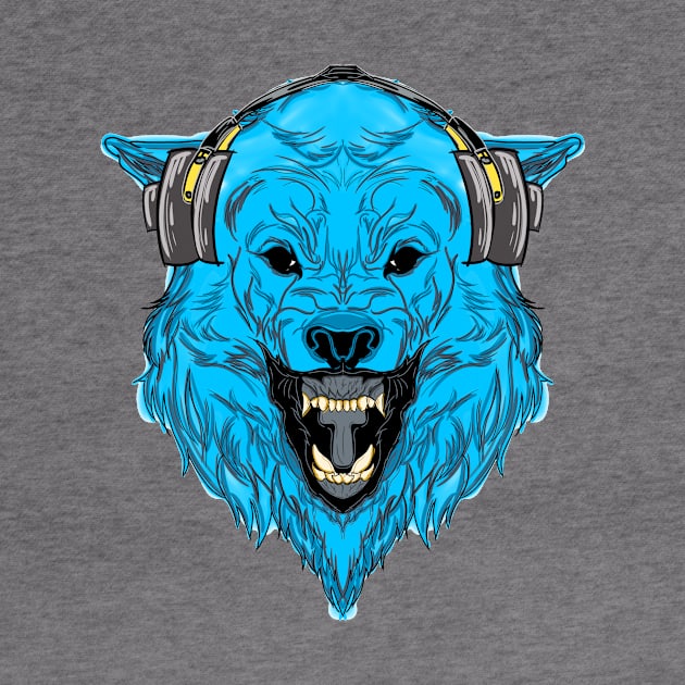 Blue Wolf With Headphone by Z1